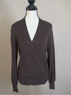 Ann Taylor Factory Women's V-Neck Wrap Sweater in Deep Brown Size Small